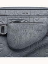 Triple Pouch Saddle Grey Leather