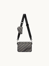 Triple Pouch Saddle Black and Beige