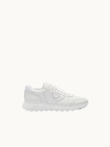 PRDA White Sneaker in Brushed Leather