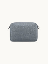 Triple Pouch Saddle Grey Leather