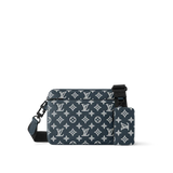 Louis Vuitton Trio Messenger Bag Navy Monogram Detachable Crossbody Strap Zipper